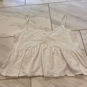 White cropped flowy tank top